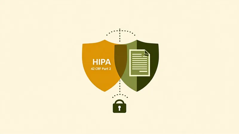 42 CFR Part 2 compliance for behavioral health technology abstract illustration